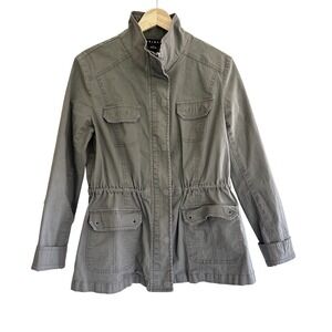 Women's Tribal Jacket Size 6 Stretch Adjustable‎ Waist Pockets Gray Green